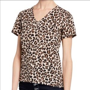 Veronica Beard Saniya Leopard V Neck Tee XS